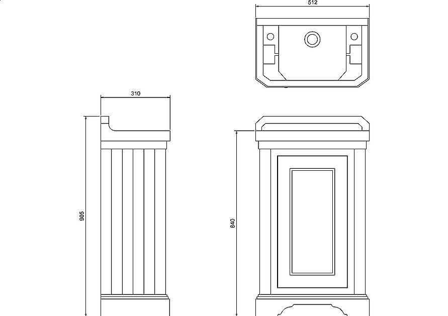 Тумба с раковиной Burlington Classic 51 белая матовая для ванной в интернет-магазине Sanbest