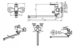 Смеситель для ванны Bravat Louise F6191183CP-01L-RUS купить в интернет-магазине сантехники Sanbest