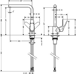 Смеситель для кухни Hansgrohe Focus 31817000 купить в интернет-магазине сантехники Sanbest
