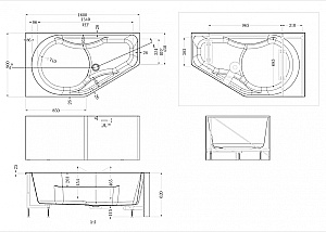 Ванна Abber 160х90 AB9505 белая купить в интернет-магазине Sanbest