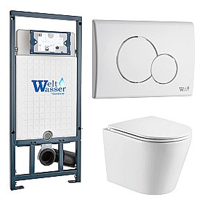 Унитаз с инсталляцией WeltWasser MARBERG 507 + SALZBACH 043 GL-WT + MAR 507 RD GL-WT купить в интернет-магазине Sanbest