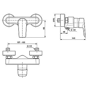 Смеситель для душа Ideal Standard Tesi A6581AA купить в интернет-магазине сантехники Sanbest