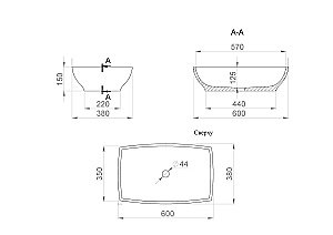 Раковина накладная Salini GLORIA 04 1102204MF 60 из искусственного камня S-Stone, матовая, цвет по RAL полностью купить в интернет-магазине Sanbest