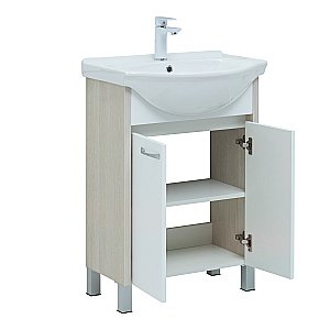 Тумба с раковиной Aquanet Донна 273996 60 белый дуб/белый для ванной в интернет-магазине Sanbest