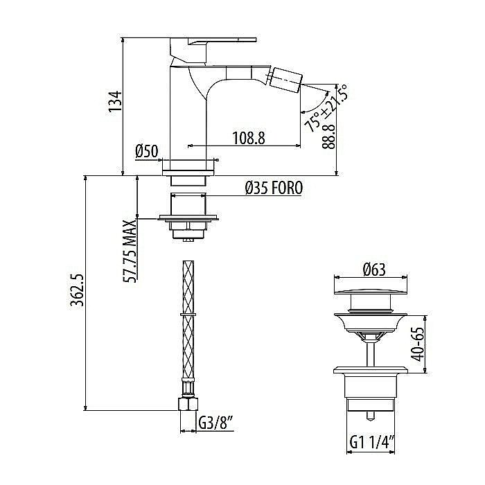 Смеситель для биде Gattoni H2Omix7000 7005070C0 купить в интернет-магазине сантехники Sanbest