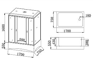 Душевой бокс Taliente TA-17075M 170х75 стекло рифленое купить в интернет-магазине Sanbest