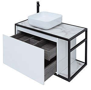 Тумба с раковиной Aquanet Nova Lite Loft 90 L/R белый для ванной в интернет-магазине Sanbest