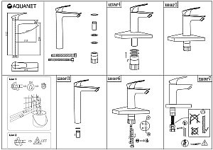 Смеситель для раковины Aquanet Static Black AF330-11B купить в интернет-магазине сантехники Sanbest