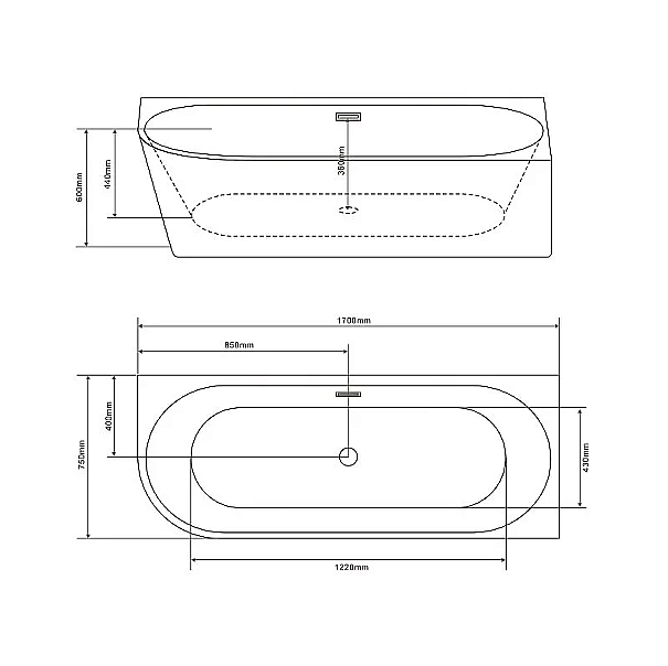 Ванна акриловая Grossman Cristal 170х75 GR-2206FL белая левая купить в интернет-магазине Sanbest