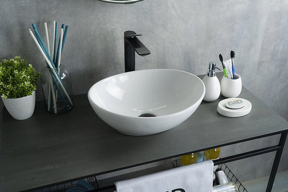 Раковина накладная Gid Lago 41 N9138 51178 белая купить в интернет-магазине Sanbest