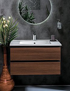 Тумба с раковиной Armadi Art Capolda 85 темное дерево для ванной в интернет-магазине Sanbest