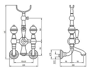 Смеситель для ванны Migliore Cristalia 27181 золото купить в интернет-магазине сантехники Sanbest