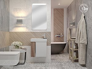 Тумба с раковиной Акватон Вита 45 белый глянцевый/ясень шимо для ванной в интернет-магазине Sanbest