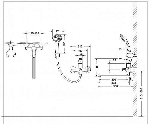 Смеситель для ванны BRAVAT Fit F6135188CP-LB-RUS купить в интернет-магазине сантехники Sanbest
