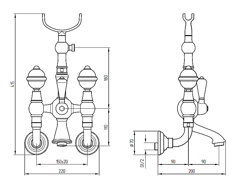 Смеситель для ванны Migliore Cristalia 27181 золото купить в интернет-магазине сантехники Sanbest
