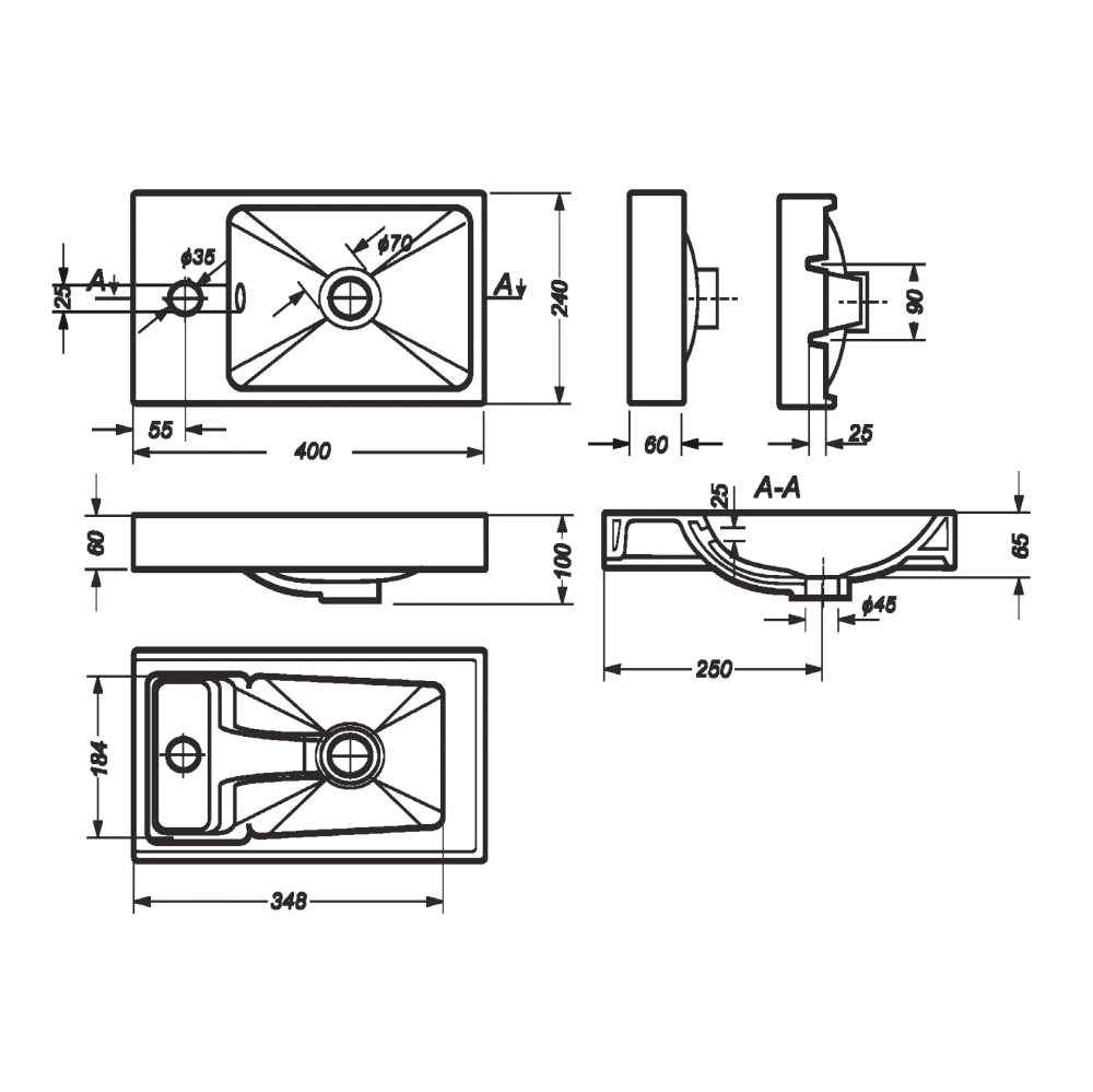Раковина Sanita luxe Fest 40 FST40SLWB01 белая купить в интернет-магазине Sanbest