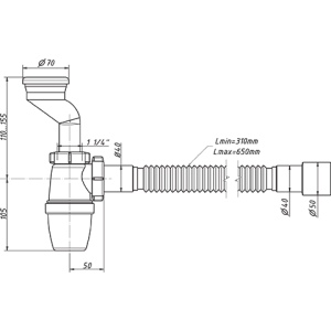 Сифон для писсуара Laguraty p-31009 купить в интернет-магазине сантехники Sanbest