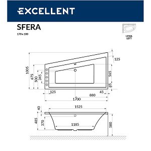 Ванна акриловая EXCELLENT Sfera 170x100 RELAX хром купить в интернет-магазине Sanbest