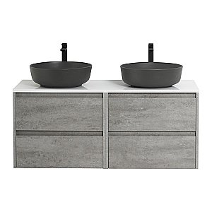 Тумба с раковинами и столешницей BelBagno KRAFT 140 Cemento Grigio для ванной в интернет-магазине Sanbest