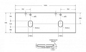 Столешница BelBagno KEP-140-2-MNO черный матовый мрамор для ванной в интернет-магазине сантехники Sanbest