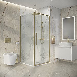 Душевой уголок Niagara Nova NG-45-9ASG-A90SG-34 90x90 стекло прозрачное/профиль брашированное золото купить в интернет-магазине Sanbest