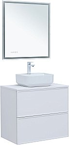 Тумба с раковиной Aquanet Арт 75 белая матовая для ванной в интернет-магазине Sanbest