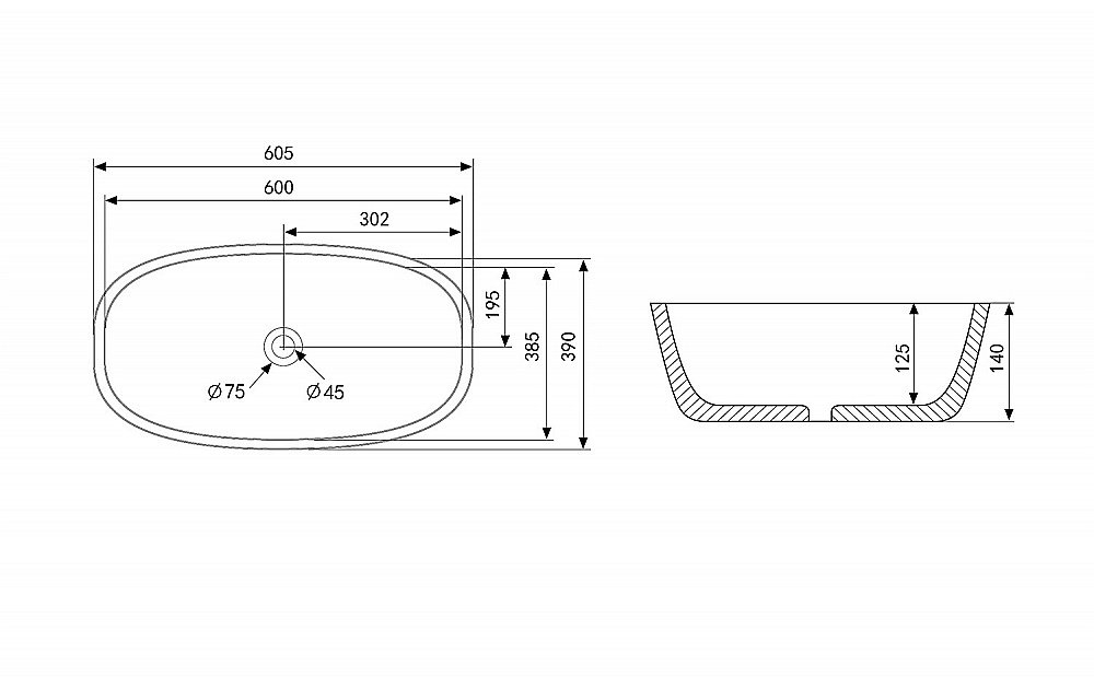 Раковина накладная ABBER Rechteck AC2206MW 60 белая матовая купить в интернет-магазине Sanbest
