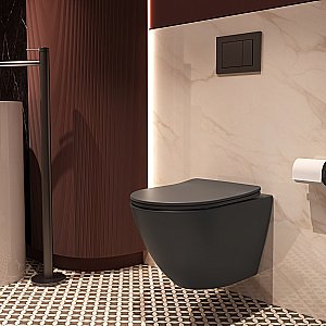 Унитаз подвесной Vincea Globo VT1-14STMA безободковый, смыв торнадо, с крышкой микролифт, антрацит матовый купить в интернет-магазине Sanbest