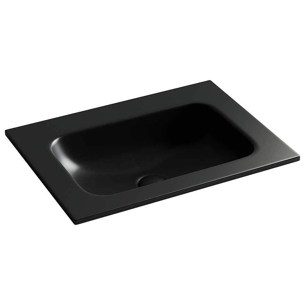 Тумба с раковиной Sancos Velta 60 VL60WG+CN7011MBwx теплый серый матовая/раковина черная матовая, без отверстий для ванной в интернет-магазине Sanbest