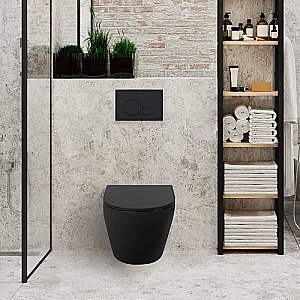 Унитаз подвесной BelBagno COLORATO BB062CHR-MB безободковый, с крышкой микролифт, с инсталляцией и кнопкой купить в интернет-магазине Sanbest