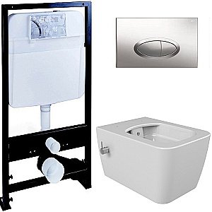 Унитаз Boheme Zen 967-2-WM с инсталяцией и кнопкой 665-CR белый матовый/хром, безободковый, с функцией биде купить в интернет-магазине Sanbest