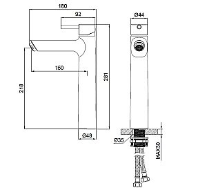 Смеситель для раковины WONZON & WOGHAND SOLO WW-239032-BN никель брашированный купить в интернет-магазине сантехники Sanbest