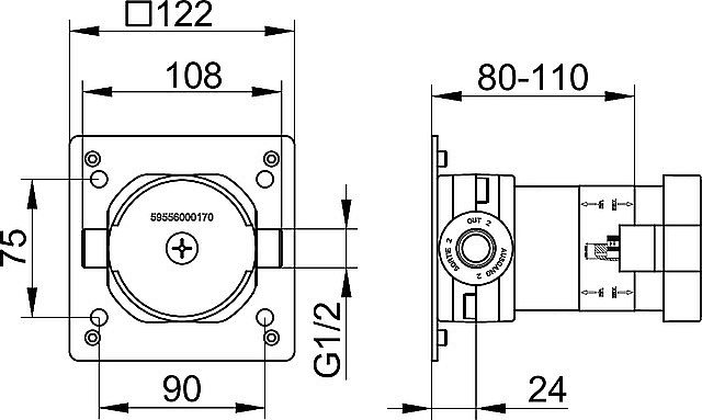 Дивертор KEUCO IXMO 59556370201 черный матовый для смесителя в интернет-магазине сантехники Sanbest