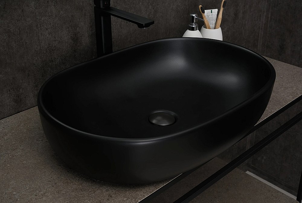 Раковина накладная Gid Lago 60 Bm9026a 53369 черная матовая купить в интернет-магазине Sanbest