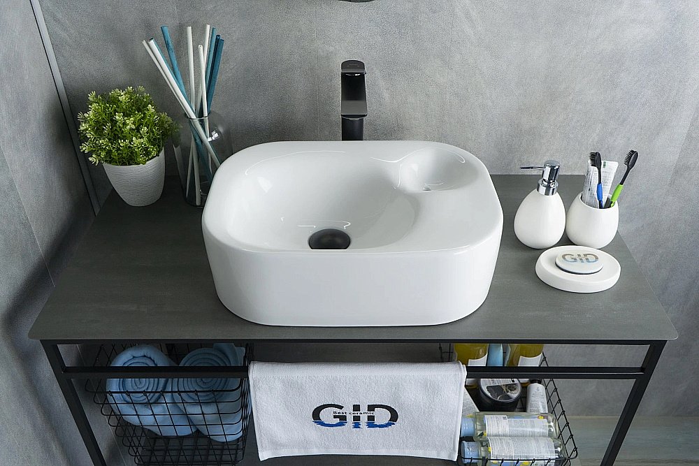 Раковина накладная Gid Creativo 47 N9266 51173 белая купить в интернет-магазине Sanbest