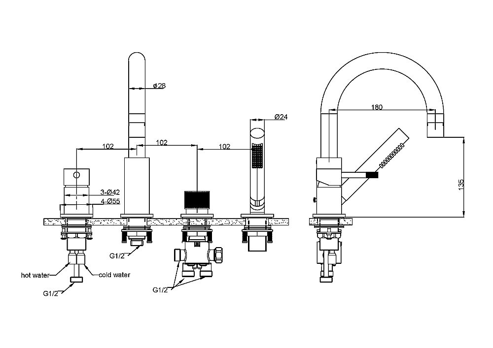 Смеситель для ванны Boheme UNO 460-CR хром купить в интернет-магазине сантехники Sanbest