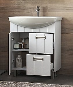 Тумба с раковиной Vigo Diana 2-700 1D.2Y белая для ванной в интернет-магазине Sanbest