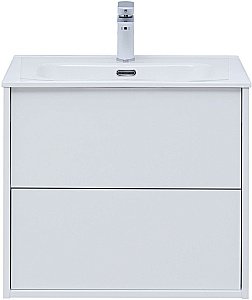 Тумба с раковиной Aquanet Lino 287540 60 (Flat) белый глянец для ванной в интернет-магазине Sanbest