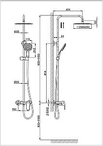 Душевая система D&K Rhein Reisling DA1273701B03 купить в интернет-магазине сантехники Sanbest