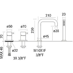 Смеситель для ванны Cisal Xion XI001260D1 купить в интернет-магазине сантехники Sanbest
