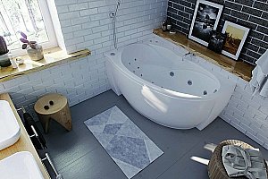 Ванна Aquatek Бетта 150x95 белая, асимметричная, с каркасом, с экраном, без гидромассажа купить в интернет-магазине Sanbest