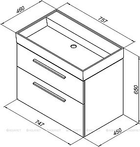 Тумба с раковиной Aquanet Nova 242262 75 белый для ванной в интернет-магазине Sanbest