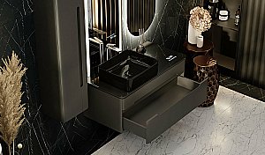 Тумба с раковиной Jorno Shine 100 антрацит с мфу для ванной в интернет-магазине Sanbest