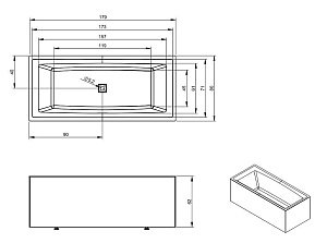 Ванна акриловая Riho Still Square Elite 180x80 купить в интернет-магазине Sanbest