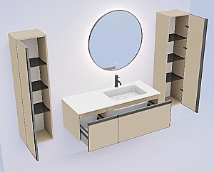 Тумба с раковиной Armadi Art QUATRO 2 140 DAPHNE/профиль ANTHRACITE/раковина белая L-R для ванной в интернет-магазине Sanbest