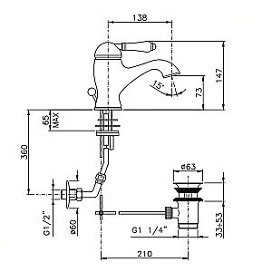 Смеситель для раковины Nicolazzi El Capitan 3402BZ75 бронза купить в интернет-магазине сантехники Sanbest