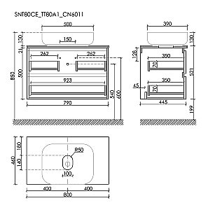 Тумба с раковиной Sancos SNOB T 80 со столешницей, бежевая матовая для ванной в интернет-магазине Sanbest