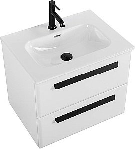 Тумба с раковиной Cezares ECO-CER-N 60 ECO-CER-N-600-2C-SO-BL белая глянцевая для ванной в интернет-магазине Sanbest