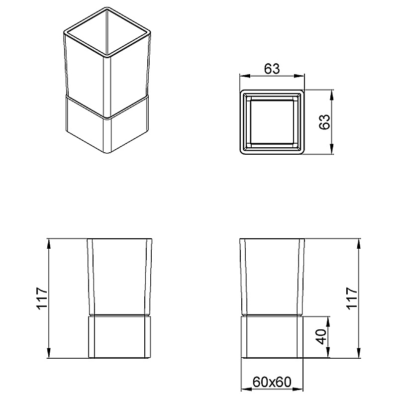 Стакан для зубных щеток Azario RINA AZ-130B хром купить в интернет-магазине сантехники Sanbest