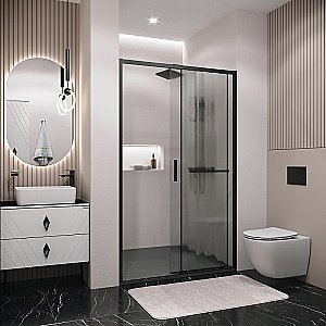 Душевая дверь Grossman Style 110 100.K33.05.110.21.02 стекло шиншилла/профиль черный матовый купить в интернет-магазине Sanbest